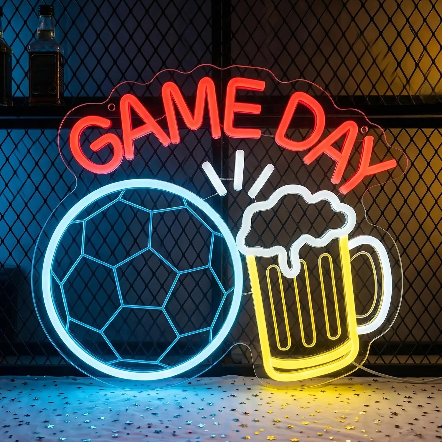 Home Gym Neon Sign - ป้ายไฟนีออน LED รูปฟุตบอล ไฟนีออน ใช้พลังงาน USB
