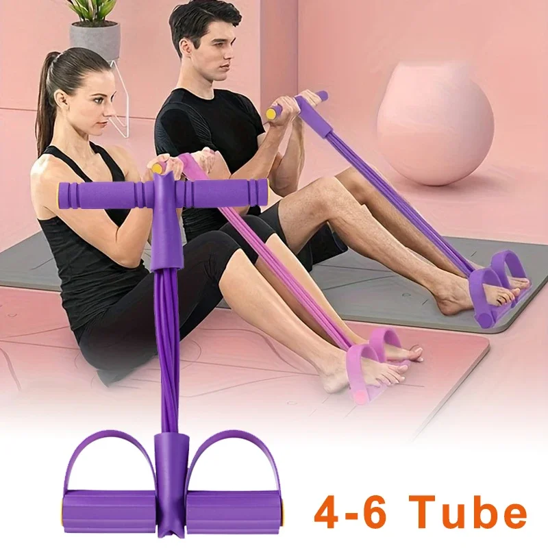 Home Gym Equipment Set - ชุดยางยืดออกกำลังกาย 6 ระดับความต้านทาน พร้อมที่จับกันลื่น สำหรับออกกำลังกายที่บ้าน โยคะ