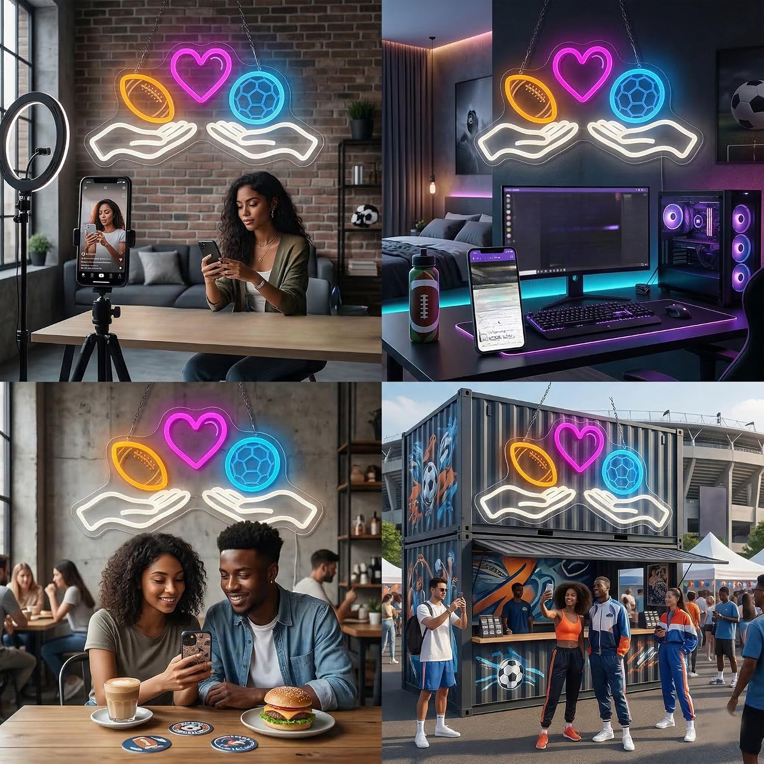 ป้ายไฟนีออน LED รูปฟุตบอล ไฟนี - Home Gym Neon Sign บทวิจารณ์และราคา